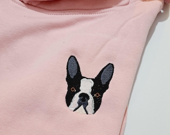 Personalised Boston Terrier Embroidered Luxury Hoodie | Boston Terrier Owner Gift | Boston Hoodie | Dog Dad Gift | Dog Mum |Pets name hoodie