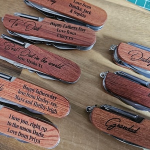 Personalised Wooden Multitool with Any Name Daddy, Dad Grandad Fathers Day Gift DIY Essentials Birthday Gift 11 Features Engraved Multi Tool image 6