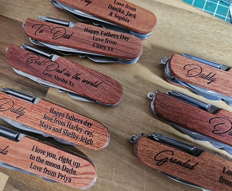 Personalised Wooden Multitool with Any Name Daddy, Dad Grandad Fathers Day Gift DIY Essentials Birthday Gift 11 Features Engraved Multi Tool image 6