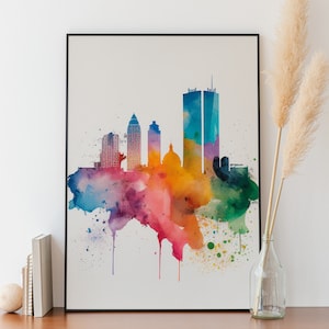 Madrid Skyline Wall Art Madrid Cityscape Watercolor Madrid Wall Decor Spain Cityscape Madrid Room Decor Canvas Madrid Poster Spanish Skyline