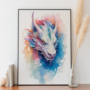 Watercolor Dragon Wall Art Dragon Watercolor Wall Decor Dragon Printable Wall Art Kids Room Dragon Room Decor Fine Art Print Wall Art Dragon