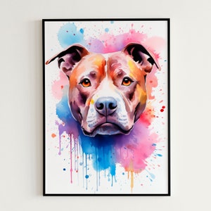 Pitbull Wall Art Watercolor Pitbull Poster Pitbull Wall Decor Kids Room Printable Pitbull Wall Decor Pet Lover Printable Pitbull Room Decor