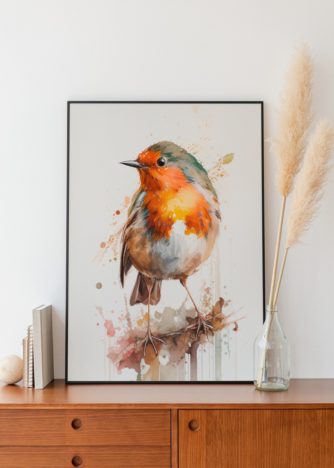 Robin Wall Art Watercolor Robin Wall Decor Airbnb Wall Art Watercolor ...
