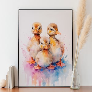 Canetons Wall Art Aquarelle Canetons Wall Decor Canetons Mignons Printable Wall Art Canetons Room Decor Aquarelle Animal Nursery Wall Art