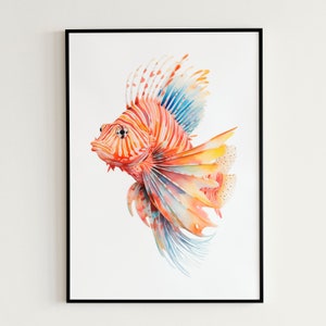 Décoration murale poisson-papillon aquarelle Art mural poisson-papillon Décoration de chambre d&#39;enfants Affiche imprimable Poisson-papillon Amoureux de l&#39;océan Cadeau Affiche imprimable Poisson-papillon