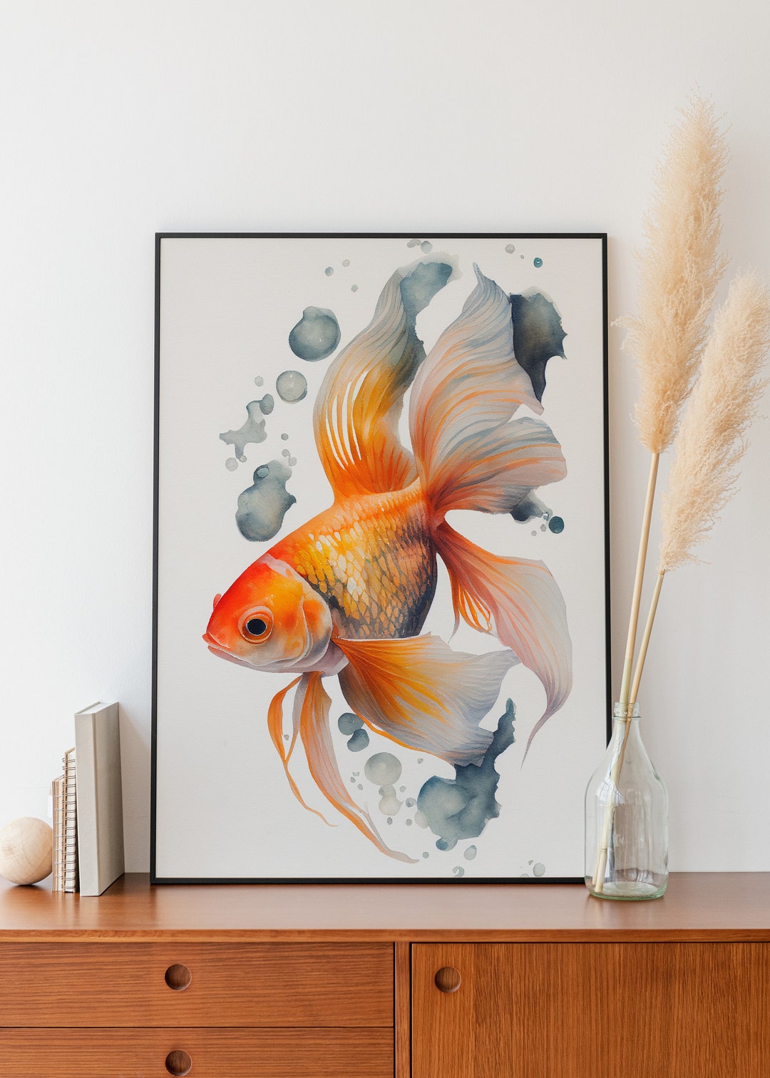 Watercolor Goldfish Wall Art Goldfish Wall Decor Childrens Etsy