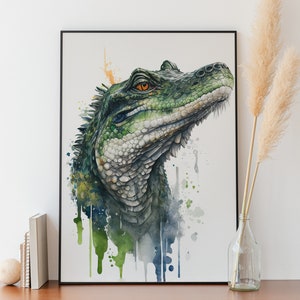 Alligator Wall Art Watercolor Alligator Wall Decor Boys Room Wall Art AirBNB Room Decor Printable Animal Wall Art Alligator Cool Poster Gift