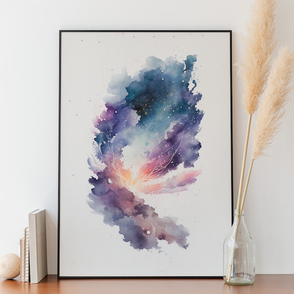 Milky Way Wall Art Watercolor Milky Way Wall Decor AirBNB Wall Art Galaxy Digital Print Astrology Wall Decor Milky Way Watercolor Room Decor