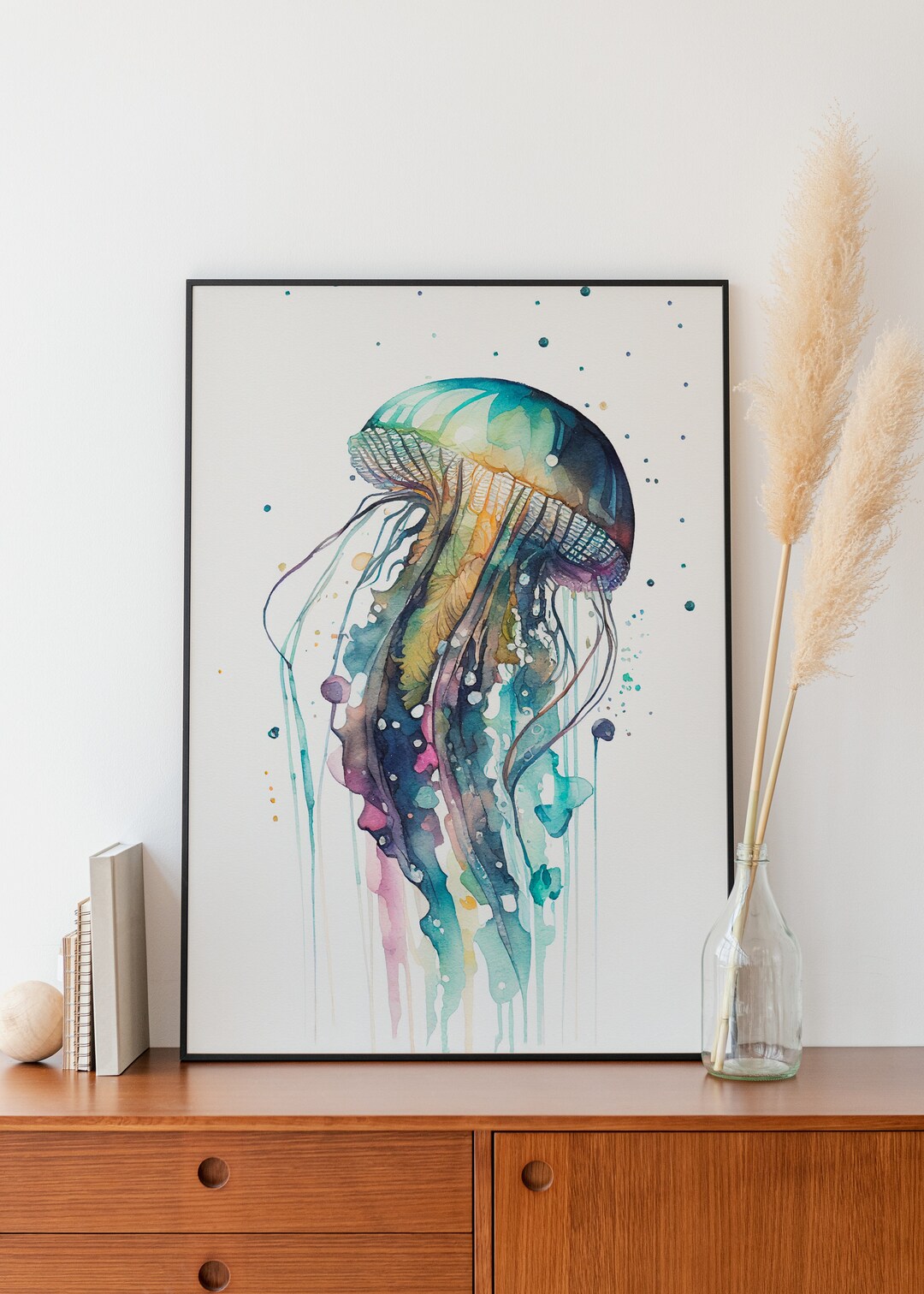 Jellyfish Wall Art Watercolor Jellyfish Wall Decor Airbnb Wall Art ...