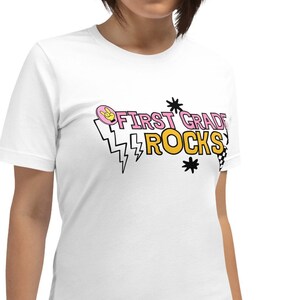 First Grade Rocks T-Shirt, First Grade Teacher Shirt, Cool Teacher Tee, Teacher Graphic Tee