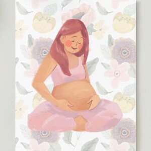 Pregnancy Digital Download with Floral Background