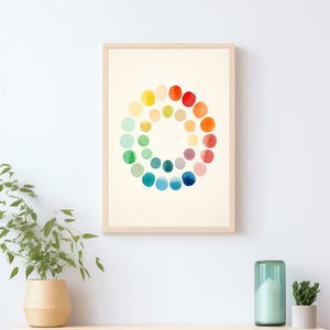 Lámina artística con círculo cromático, cuadro decorativo de pared, póster, A4, A3, esquema de color, póster de círculo cromático, habitación infantil, círculo cromático colorido, color complementario