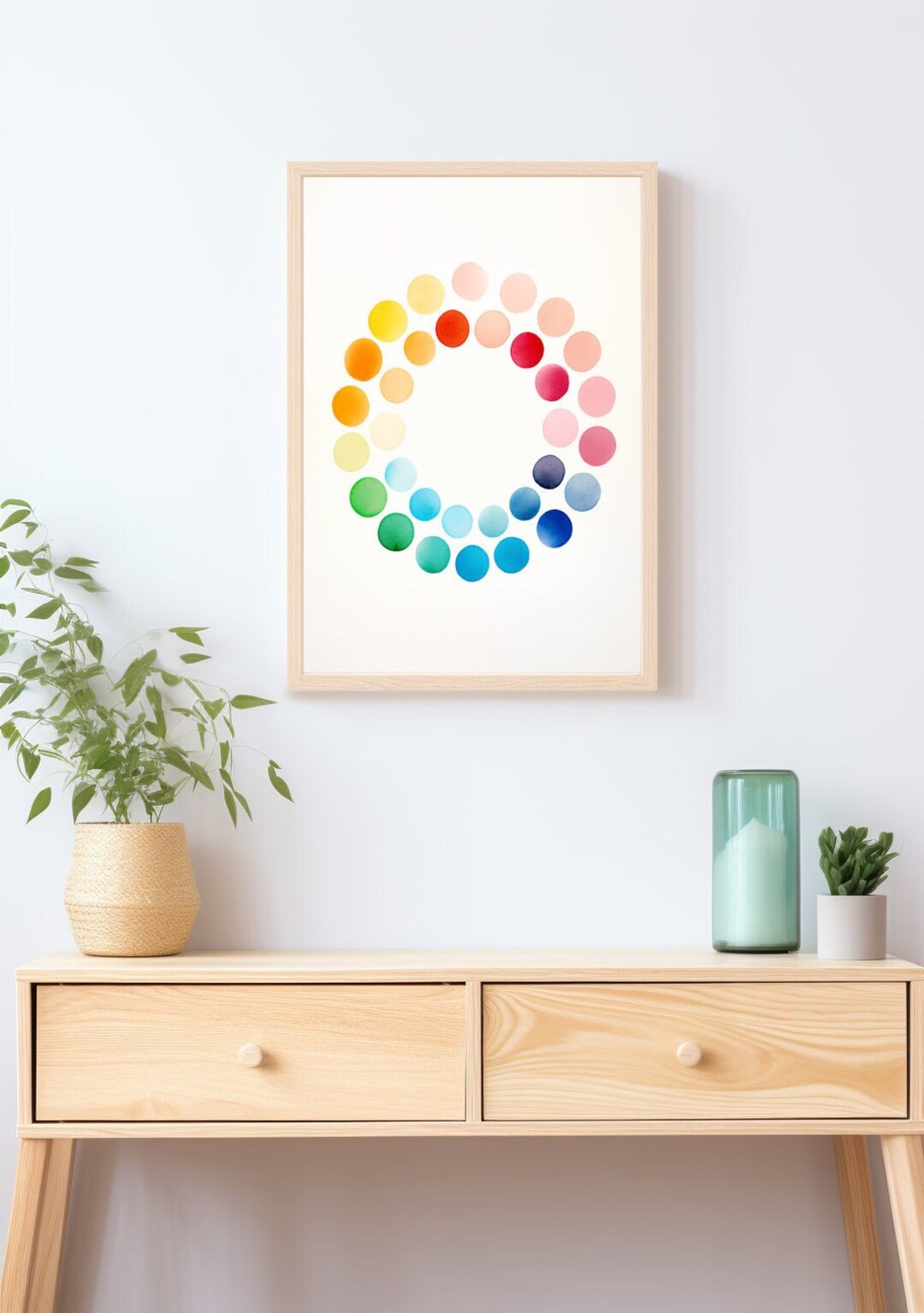 Watercolor With Color Circle Art Print Abstract A3 A4 Etsy
