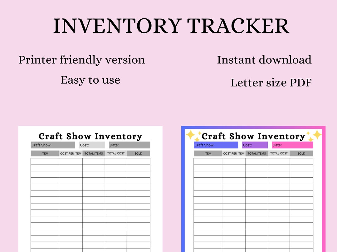 Inventory Tracker for Craft Shows and Markets Crochet Cricut Laser ...