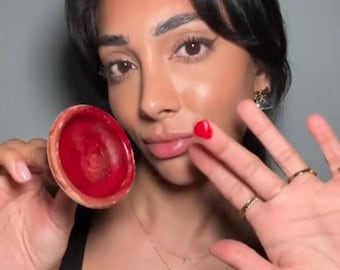 Moroccan Lip Stain in Clay Pot – Natural Berber Lip & Cheek Tint | Handmade Lipstick | Organic Lip Balm | Unique Beauty Gift for Her