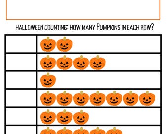 Arkusz ćwiczeń do liczenia dyń | Aktywność edukacyjna STEM dla przedszkolaków i uczniów w wieku przedszkolnym | Matematyka na Halloween do wydrukowania