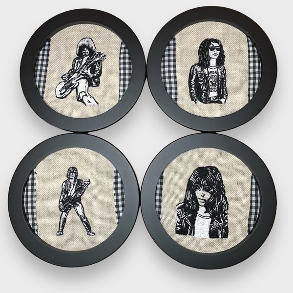 Ramones / Joey / DeeDee/ Johnny / Tommy Ramone /art /Fan Art Thread painting /fiber art / Embroidery art / one of a kind / handmade/ framed