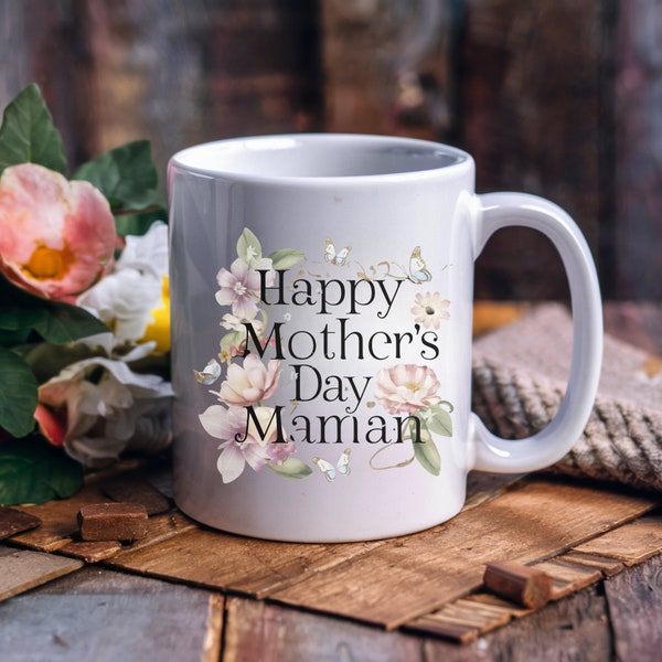 Mother's Day Mug, Happy Mother's Day Cup, Gift for Maman, Coffee Lover, Tea Drinker, Love Maman, French Family Love, Fils Fille Gift