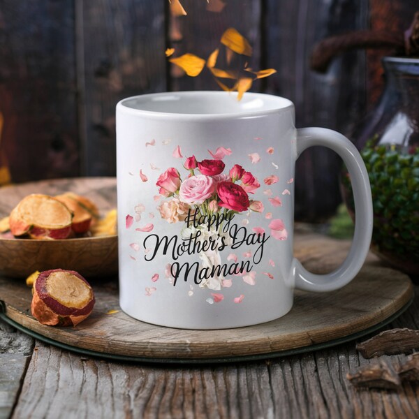 Mother's Day Mug, Happy Mother's Day Cup, Gift for Maman, Coffee Lover, Tea Drinker, Love Maman, French Family Love, Fils Fille Gift