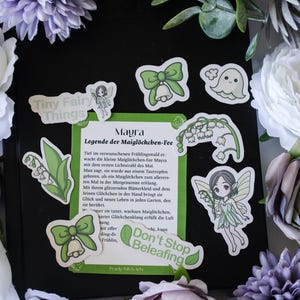 Set d'autocollants Mayra avec muguet – autocollants botaniques faits main | Décoration Cottagecore pour le journaling et le scrapbooking | Collection Mayra