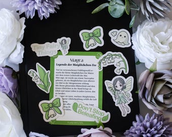 Sticker Set Mayra mit Maiglöckchen – Botanische Aufkleber handmade | Cottagecore Deko für Journaling & Scrapbooking | Mayra Kollektion
