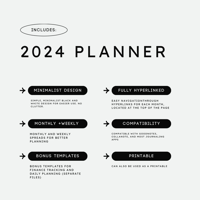2024 Planner Daily and Weekly Planner for 2024 Fully Hyperlinked Etsy