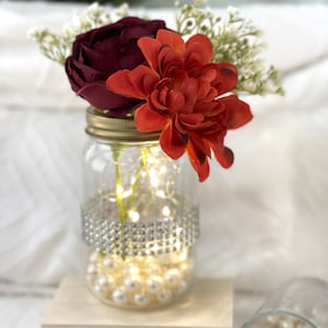 Wedding centerpiece for tables, Personalized Centerpieces with lights and pearls, wedding decor for tables, elegant wedding decorations image 6