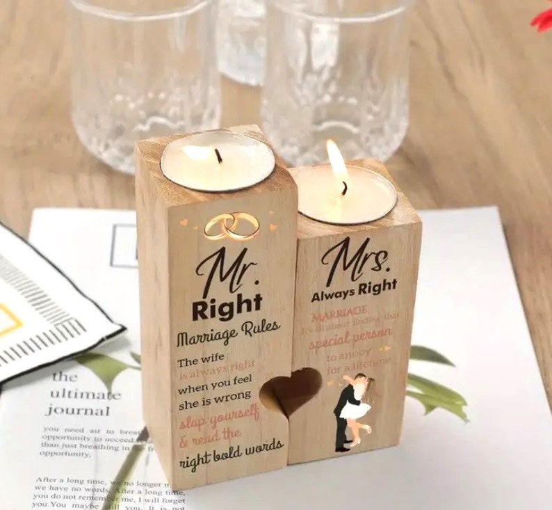 Wedding Gift, Wedding Gift for Him and Her, Bridal Shower Gift, Mr Right Mrs Always Right cute gift for wedding, Funny Wedding Couple Gift image 2
