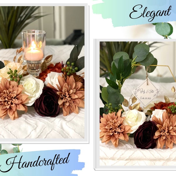 Personalized Wedding Centerpieces, Centerpiece with couple names, Hexagon centerpiece with flowers, wedding table decorations, wedding decor