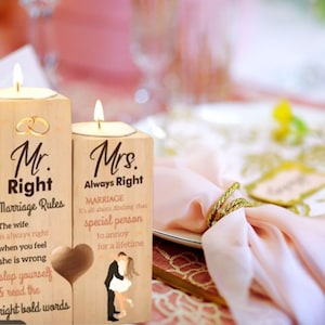 Wedding Gift, Wedding Gift for Him and Her, Bridal Shower Gift, Mr Right Mrs Always Right cute gift for wedding, Funny Wedding Couple Gift image 1