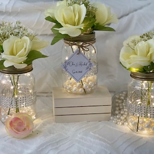 Wedding centerpiece for tables, Personalized Centerpieces with lights and pearls, wedding decor for tables, elegant wedding decorations image 10