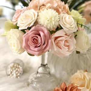 Flower centerpieces for wedding or bridal shower, elegant table centerpieces, handmade wedding decorations