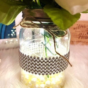 Wedding centerpiece for tables, Personalized Centerpieces with lights and pearls, wedding decor for tables, elegant wedding decorations image 8