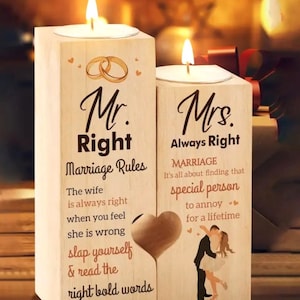 Wedding Gift, Wedding Gift for Him and Her, Bridal Shower Gift, Mr Right Mrs Always Right cute gift for wedding, Funny Wedding Couple Gift image 3