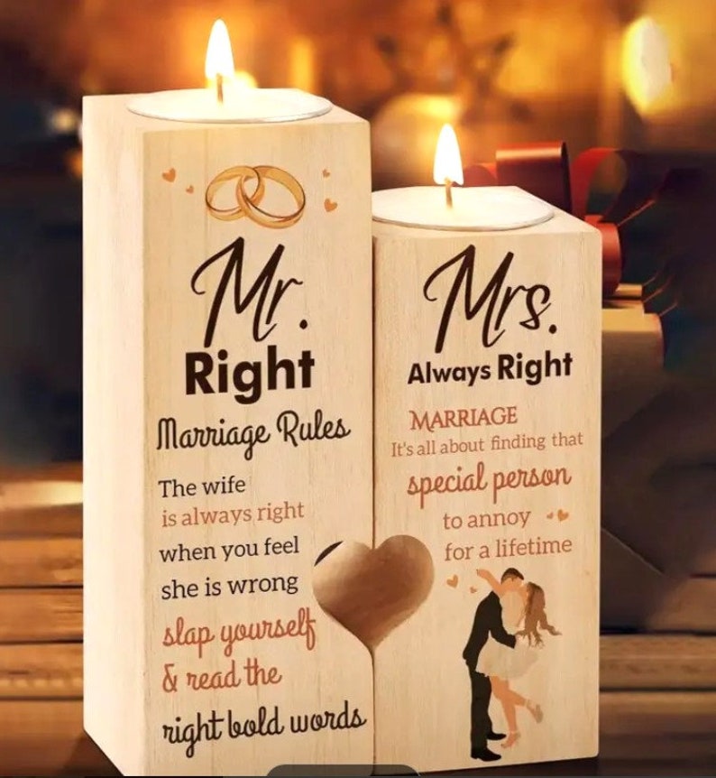 Wedding Gift, Wedding Gift for Him and Her, Bridal Shower Gift, Mr Right Mrs Always Right cute gift for wedding, Funny Wedding Couple Gift image 3