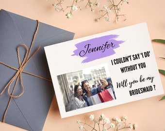 Personalized Bridesmaid Proposal Card with photo, Bridesmaid Proposal, Tie the Knot Bracelet, Will You Be My Bridesmaid Proposal Card