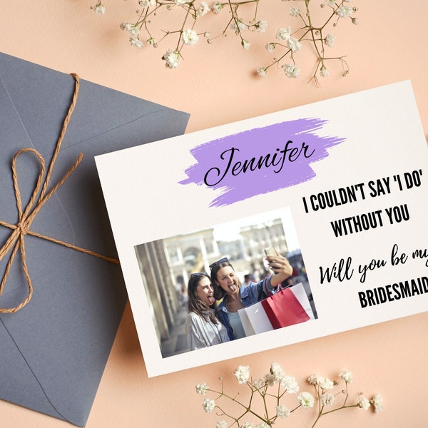 Personalized Bridesmaid Proposal Card with photo, Bridesmaid Proposal, Tie the Knot Bracelet, Will You Be My Bridesmaid Proposal Card
