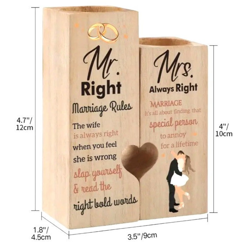 Wedding Gift, Wedding Gift for Him and Her, Bridal Shower Gift, Mr Right Mrs Always Right cute gift for wedding, Funny Wedding Couple Gift image 5
