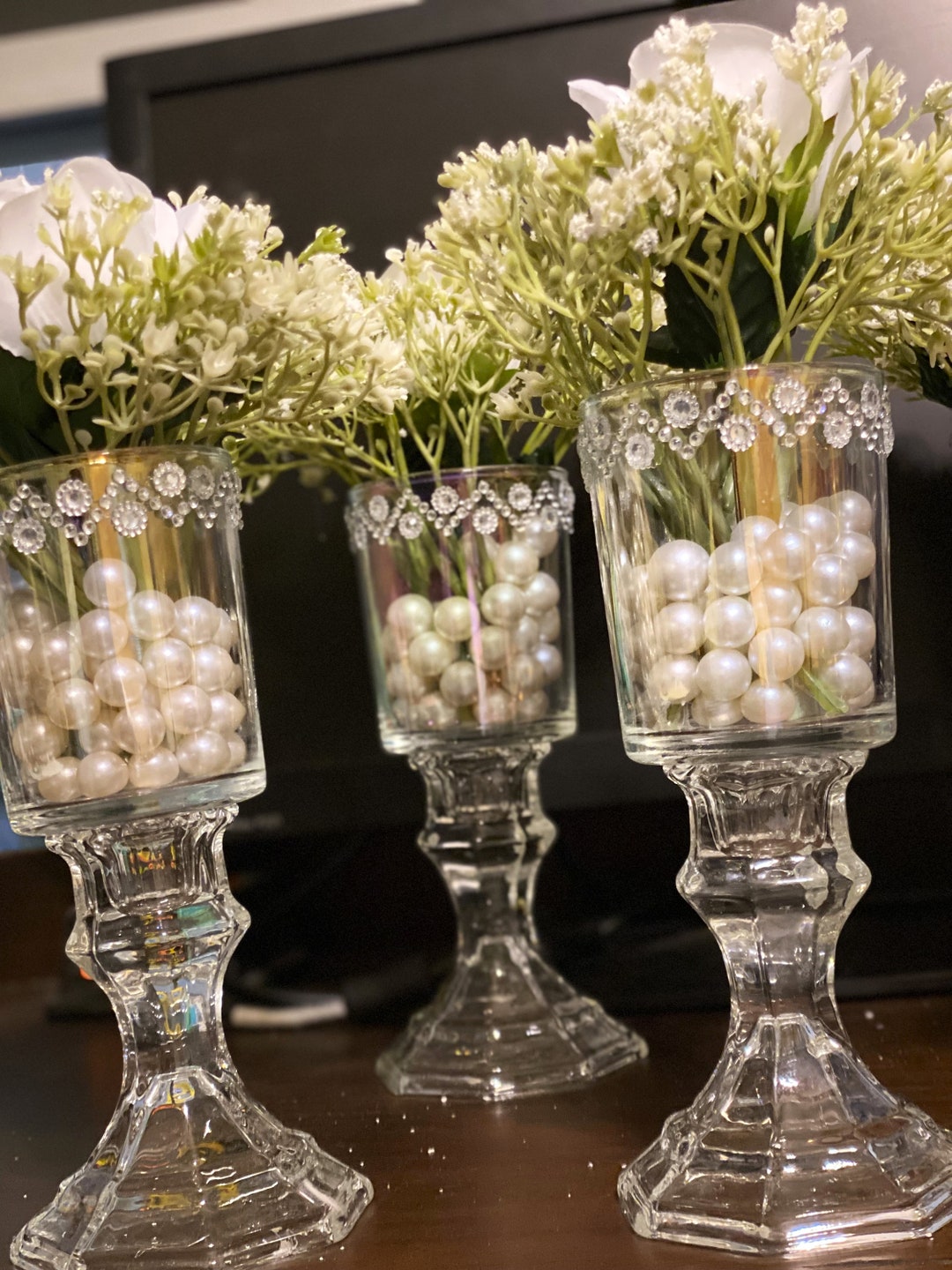 Bulk Wedding Centerpieces, Personalized Glass Wedding Centerpiece