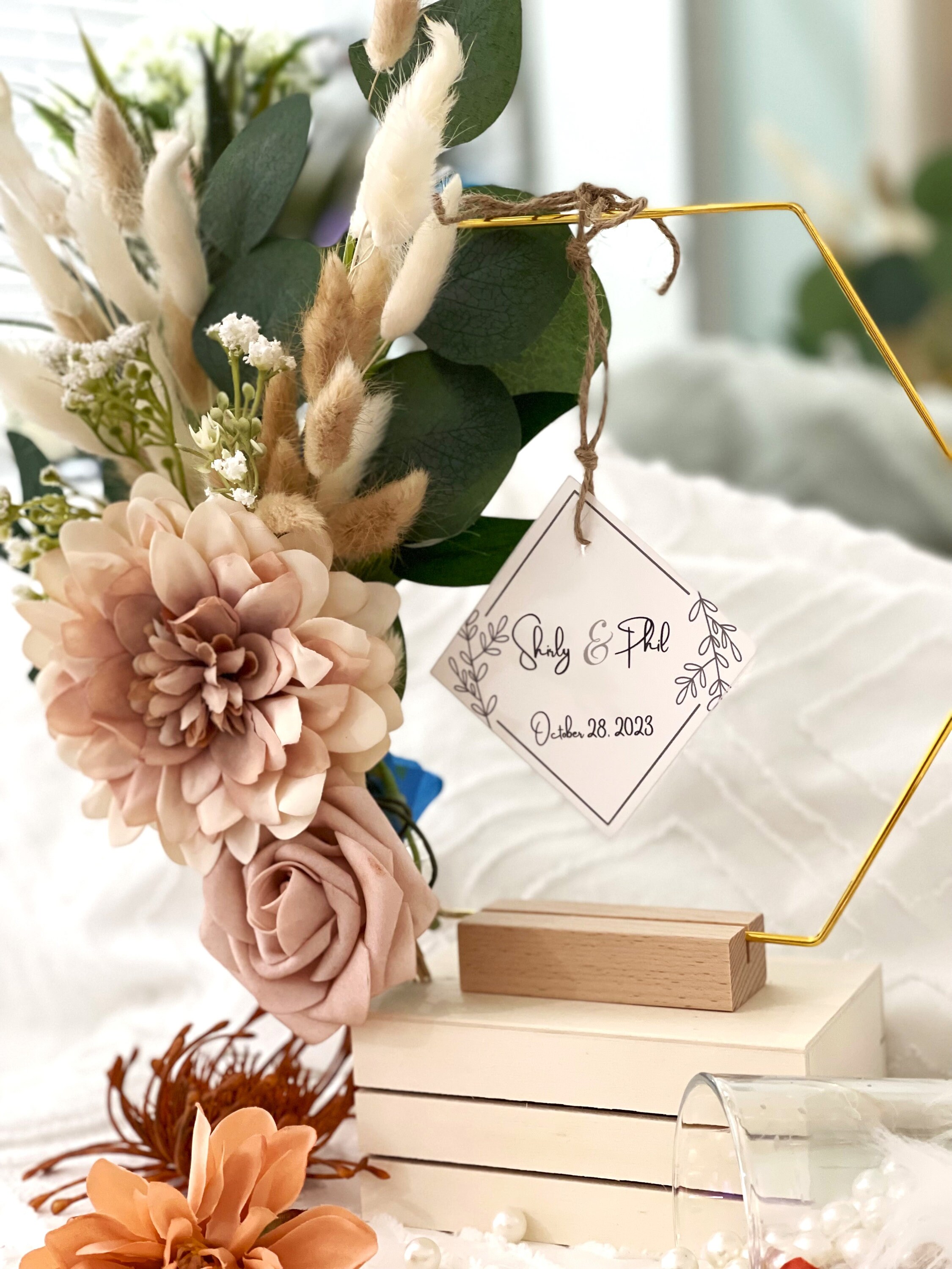 Boho Decorations, Personalized Boho Wedding Centerpieces With Couple