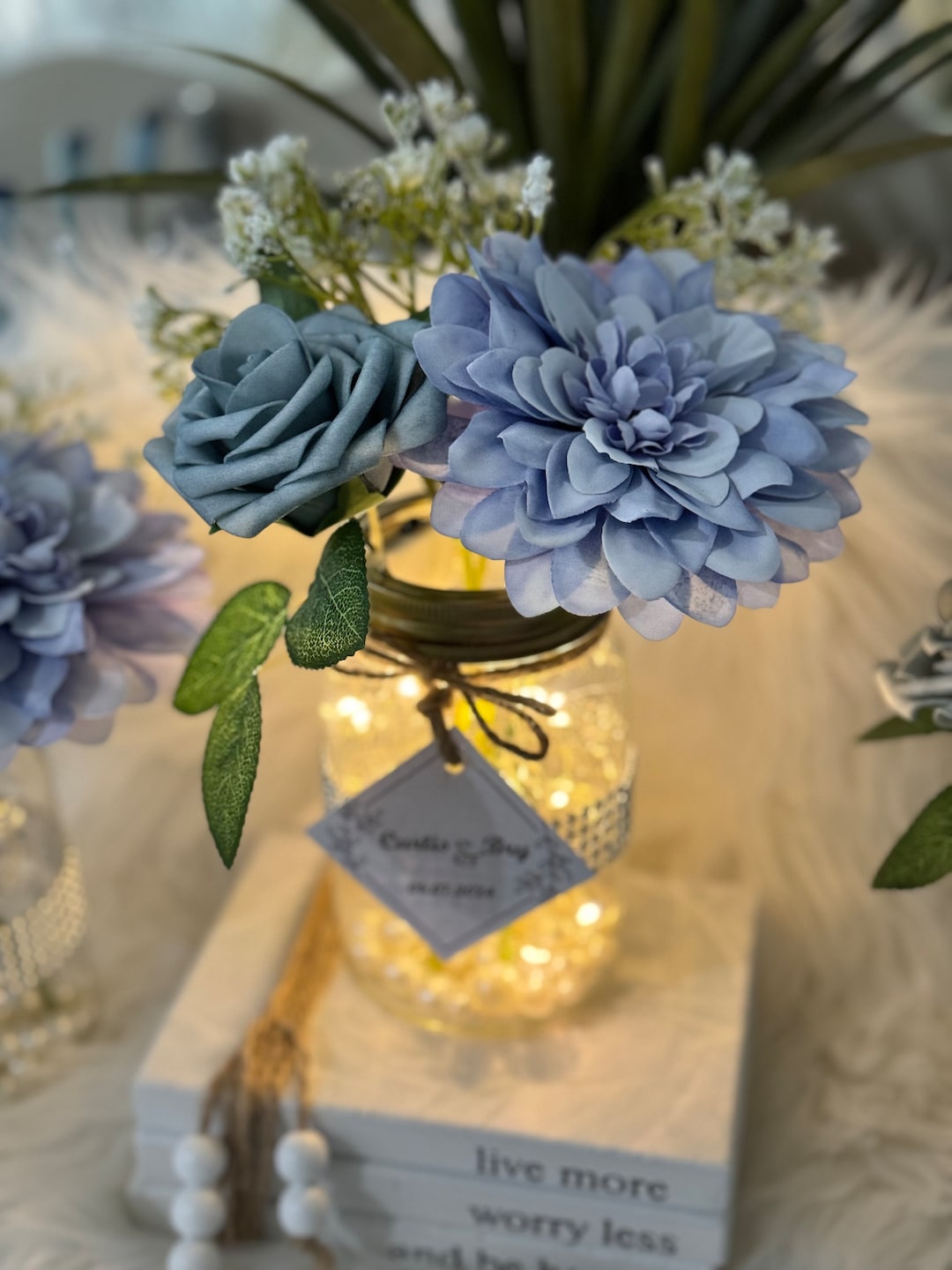 Wedding Centerpiece For Tables Centerpieces With Lights Dusty Blue Il 1080xN.5990005881 1exs