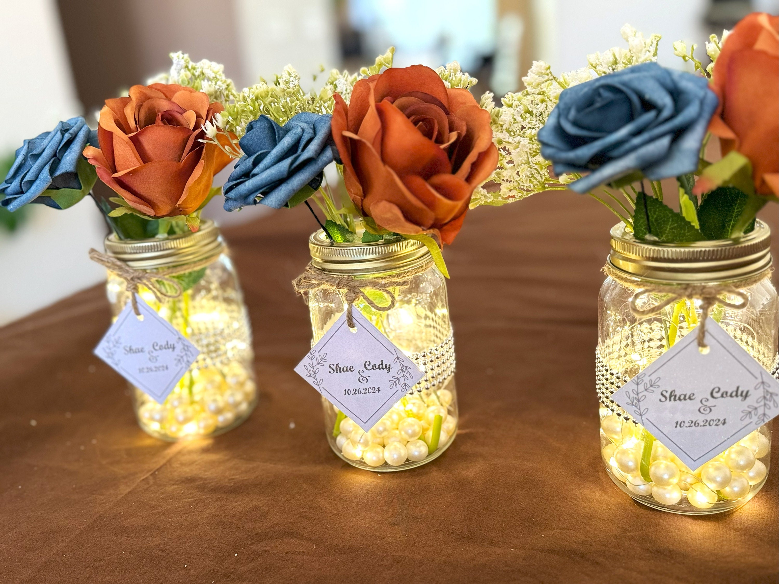 Centerpieces, Blue/Terracota/Orange Centerpieces for Wedding/Bridal Shower/Baby Shower/Quinceanera, wedding decor, wedding table decor