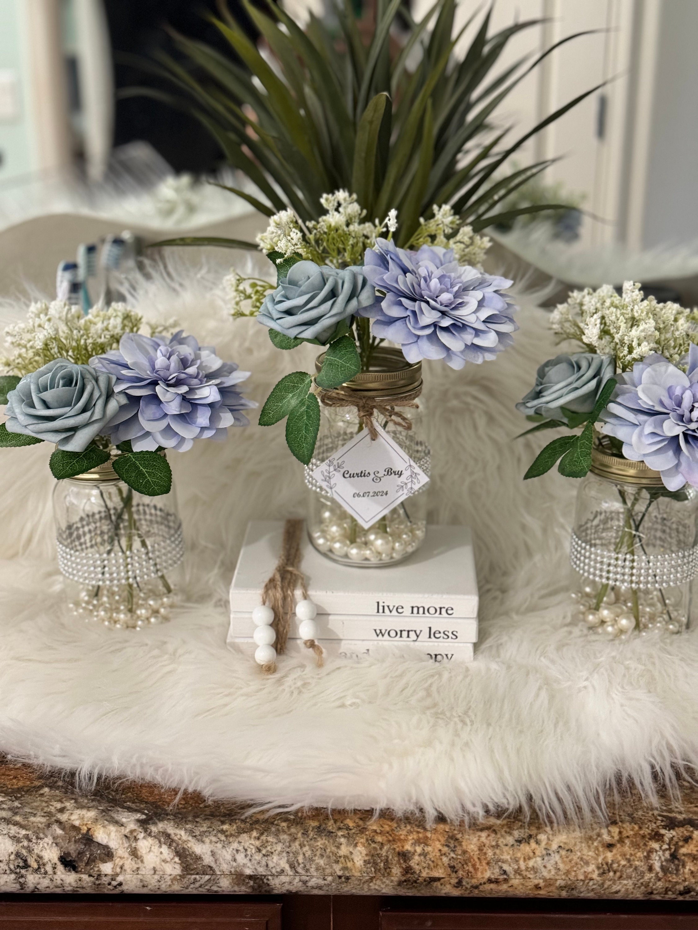 Wedding Centerpiece For Tables Centerpieces With Lights Dusty Blue Il Fullxfull.5941942708 A104