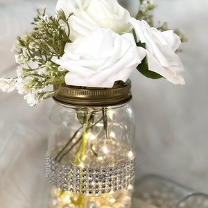 Wedding centerpiece for tables, Personalized Centerpieces with lights and pearls, wedding decor for tables, elegant wedding decorations