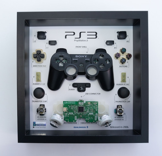 Framed Play Station 3 Controller Disassembled Game Console Wall