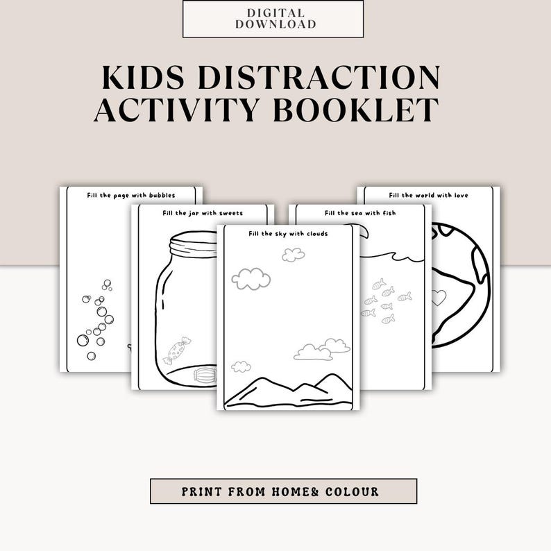 Kids Doodle Distraction Worksheets Book, Doodle and Color, Mental ...