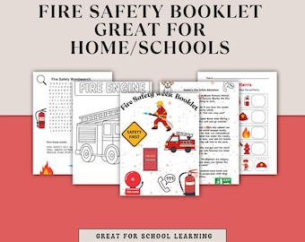 Fire Safety Week Workbook, Kids Questionnaire & Coloring Pages Printable PDF Download A4
