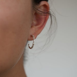 Hoop earrings 925 silver, hammered, goldsmith work, perfect for everyday use, with structure, sustainable jewelry, silver hoops