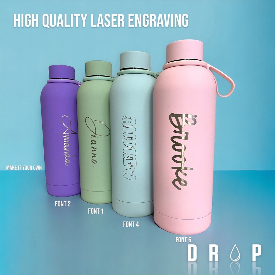 Personalised Water Bottle Laser Engraved Stainless Steel Insulated ...