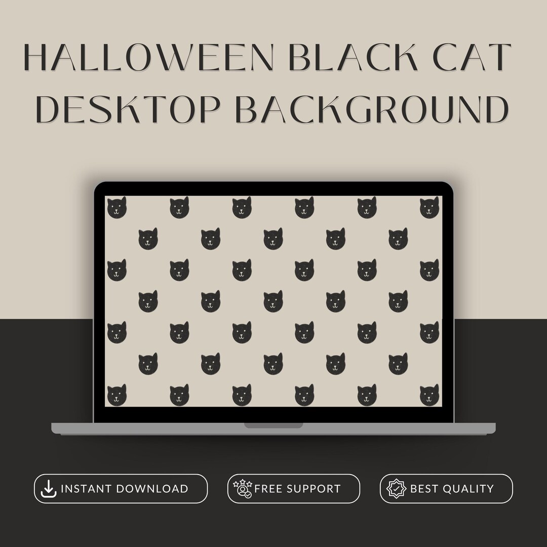 Halloween Black Cat Desktop Wallpaper: Minimalist Screen Saver (digital ...